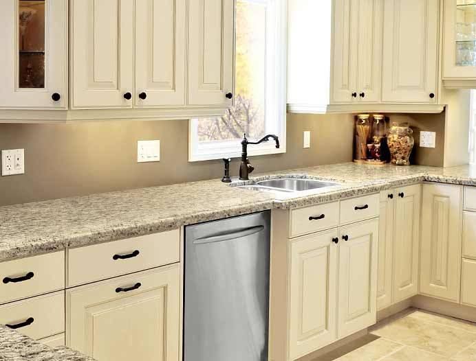 cream cabinets in kitchen